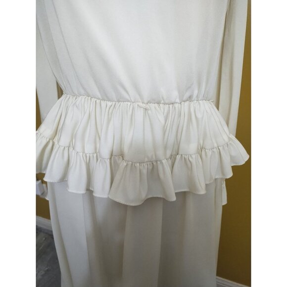 VTG 70's Creations by Aria Lace Trimmed Peplum Dress Size S Retro Wedding - Picture 3 of 8